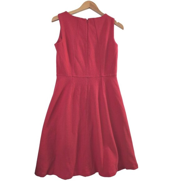 Talbots Fit & Flare Dress Womens S Red Ribbed Sleeveless Knee Length Classic - Picture 2 of 8